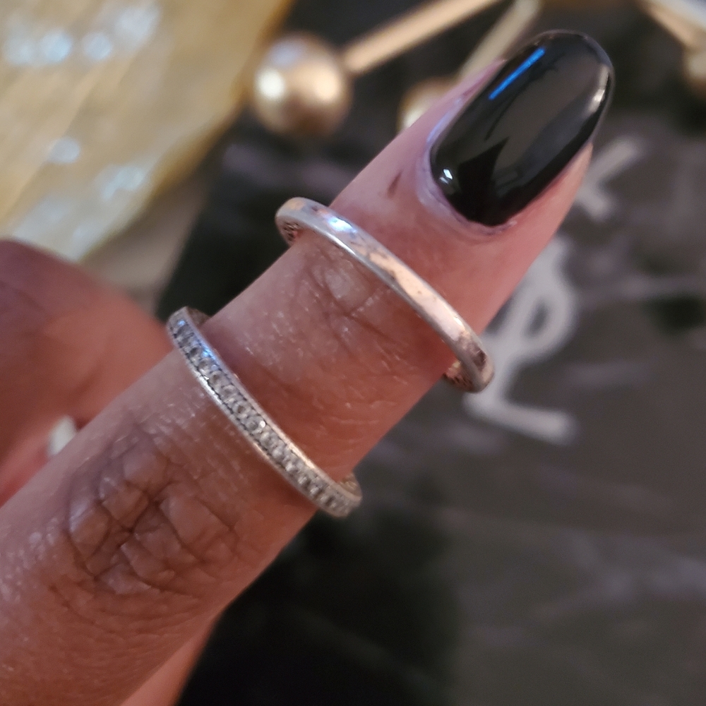 Pandora Sparkle & Hearts Ring set (size 54 / size 7)-RoseGold (Aged and Tarnish)